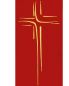 Preview: Priesterstola rot 135 cm mit gold gestickter Kreuzsymbolik