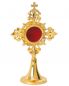 Preview: Reliquiar Messing vergoldet 16 cm Kreuz Ornament