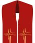 Preview: Priesterstola rot 135 cm mit gold gestickter Kreuzsymbolik