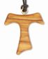 Preview: Tau Kreuz 30 x 28 mm Naturholz mit brauner Kordel