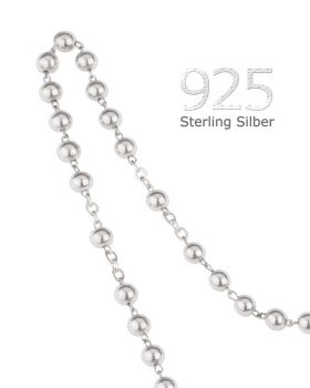 Rosenkranz Sterling Silber 925, große Perlen 6 mm Ø