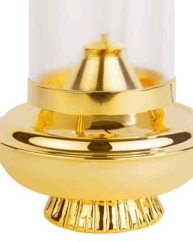 Ewiglicht - Öllampe vergoldet Plexizylinder transpart