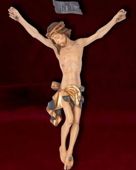 Christuskorpus 60 cm, INRI Fiberglas coloriert, Innen