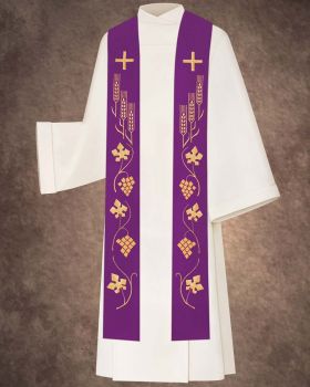 Stola Eucharistie vollflächiges Design, violett 135 cm