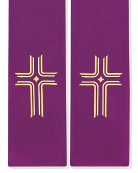 Priesterstola 130 mit gold gestickter Kreuzsymbolik, violett