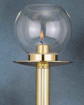 Tischflambeaux mit Glas 40 cm Messing poliert
