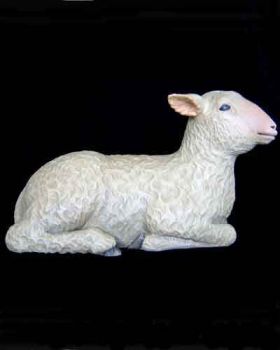 Schaf liegend geschnitzt für Krippe 120 cm