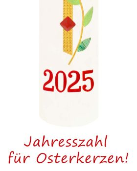 Jahreszahl für Osterkerzen 2025 Wachs rot, 2 cm hoch