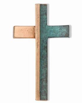 Schmuckkreuz Bronze grün patiniert 14 x 8 cm