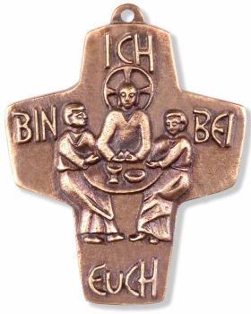 Kommunionkreuz Bronze Emmausjünger 9,5 x 7,5 cm