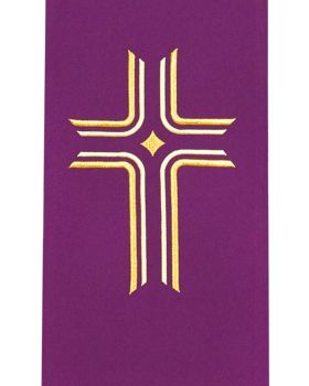 Priesterstola 130 mit gold gestickter Kreuzsymbolik, violett