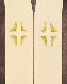 Priesterstola mit gesticktem Kreuz, weiß 135 cm lang