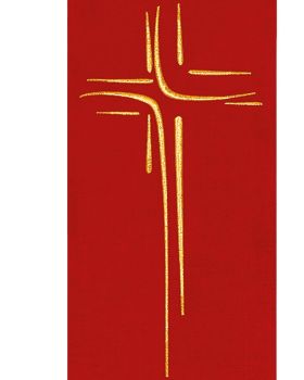 Priesterstola rot 135 cm mit gold gestickter Kreuzsymbolik