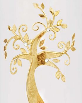 Hochzeitskerze Lebensbaum mit Ringsymbol 265 x 80 mm