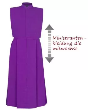 Ministrantenrock 90 cm lang violett, mit Weste