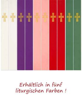 Priesterstola mit gestickter Kreuzsymbolik, weiß