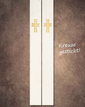 Priesterstola mit gestickter Kreuzsymbolik, weiß