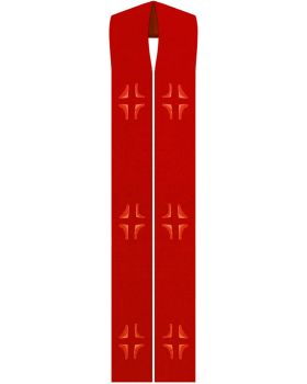 Priesterstola mit gesticktem Kreuz, rot 135 cm lang