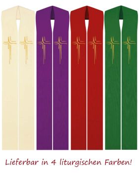 Priesterstola rot 135 cm mit gold gestickter Kreuzsymbolik