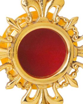 Reliquiar Messing vergoldet 16 cm Kreuz Ornament