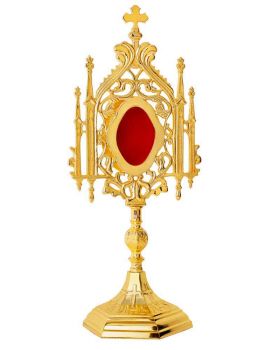 Reliquiar 35 cm vergoldet gotische Ornamentik