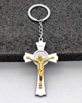 Schlüsselanhänger13 cm Benediktuskreuz & Korpus