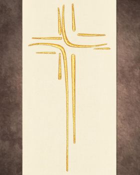 Priesterstola weiß 135 cm mit gold gestickter Kreuzsymbolik