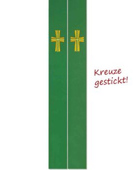 Priesterstola mit gestickter Kreuzsymbolik, grün