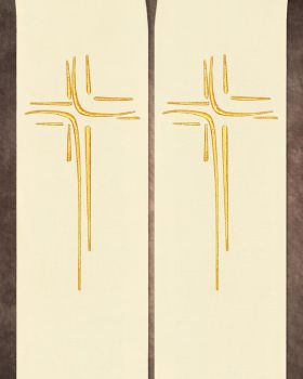 Priesterstola weiß 135 cm mit gold gestickter Kreuzsymbolik