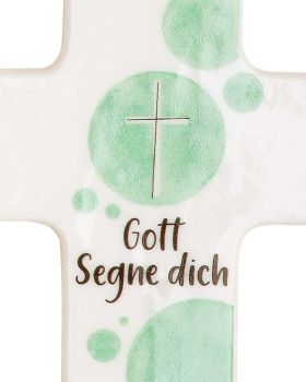 Porzelankreuz 12 x 7 cm "Gott segne dich"