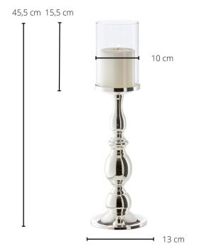 Windlicht 45 cm hoch Leuchter - Stahl versilbert