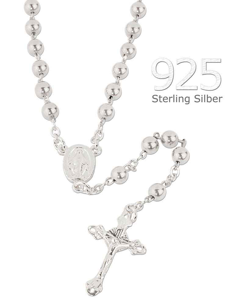Rosenkranz Kette Modeschmuck Kristall-Perlen von Lourdes - 50 cm