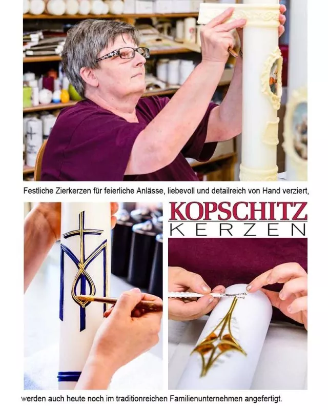 Osterkerze 600 x 80 mm klassisch mit Kreuz & Nägel