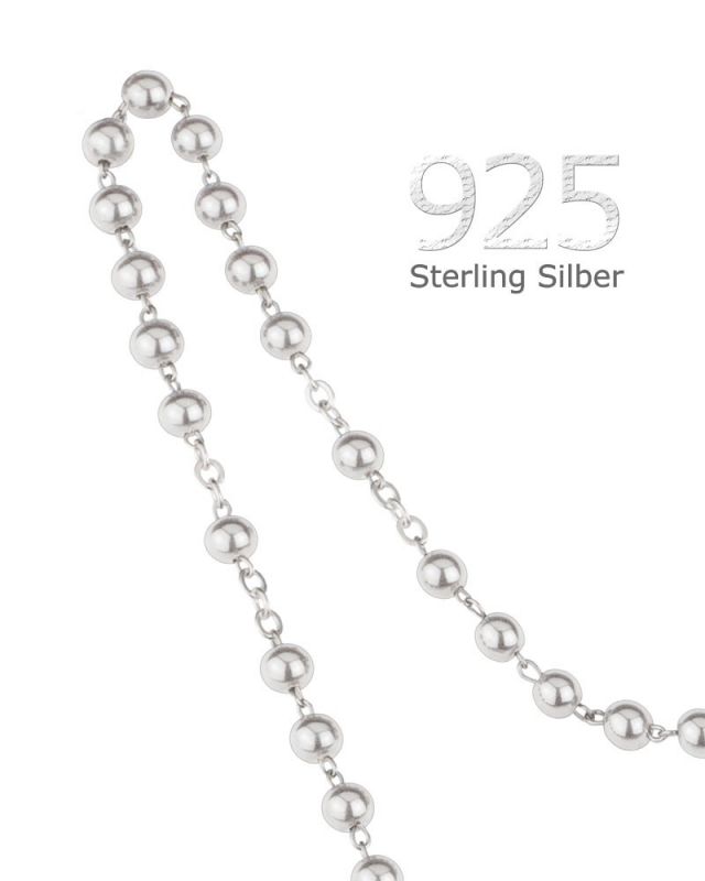 Rosenkranz Sterling Silber 925, große Perlen 6 mm Ø