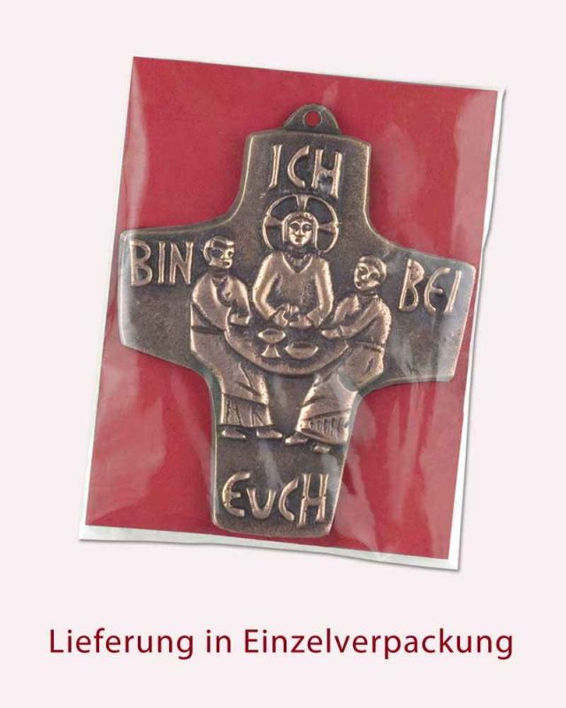 Bronzekreuz Gottes Gaben 8,8 x 8 cm Kommunion