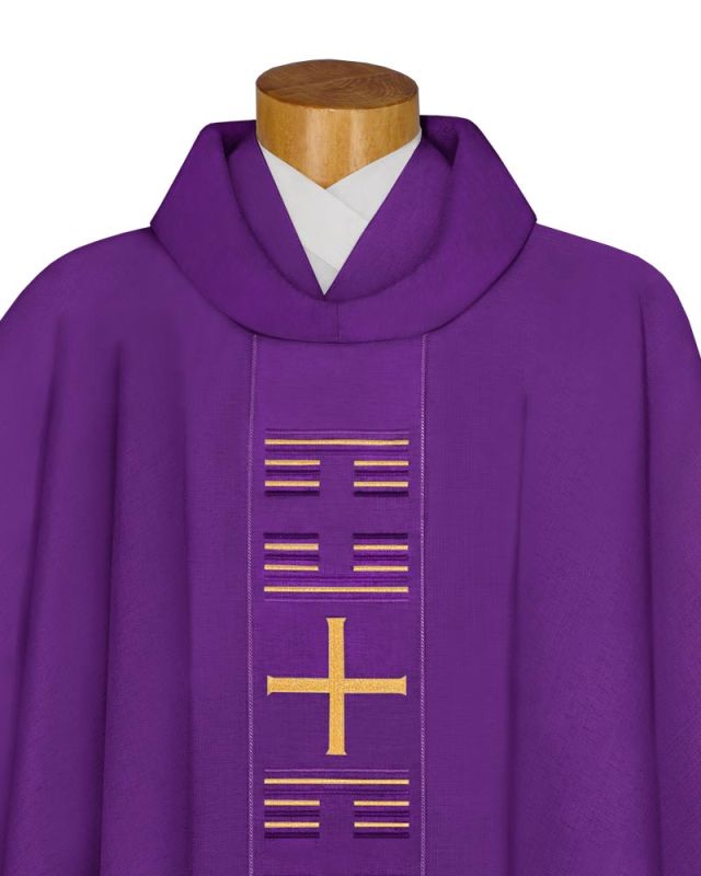 Kasel violett gesticktes Brustkreuz, inkl. Innenstola