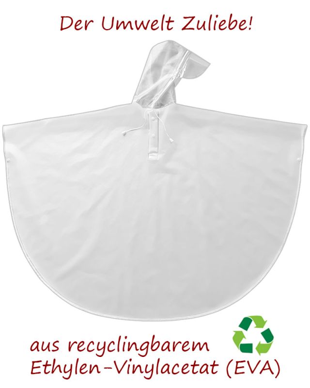 Regencape transparent M Druckknöpfe, Kapuze 95 cm