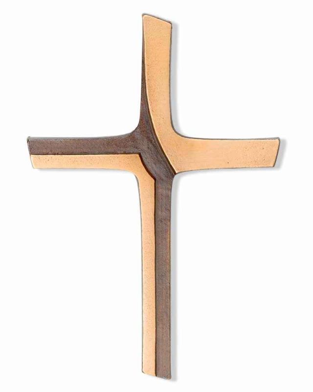 Wandkreuz Bronze modern 14,5 x 9,5 cm patiniert