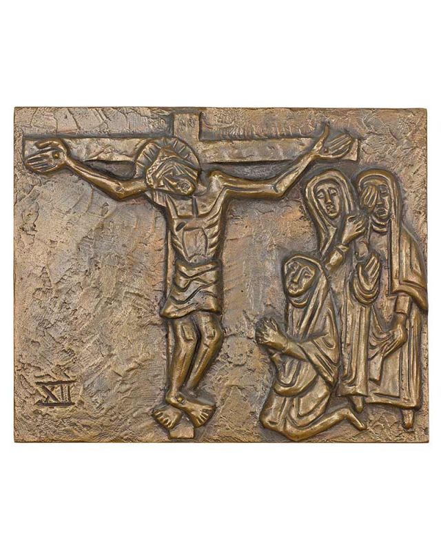 Kreuzwegstation Bronze XII 24 x 30 cm "Jesus stirbt"