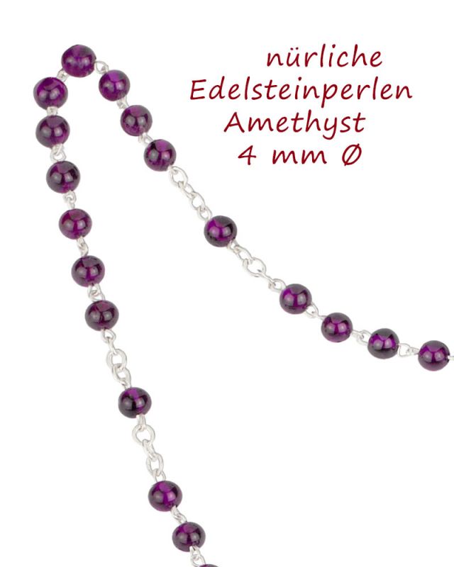 Rosenkranz Amethyst Sterling Silber 4 mm Ø