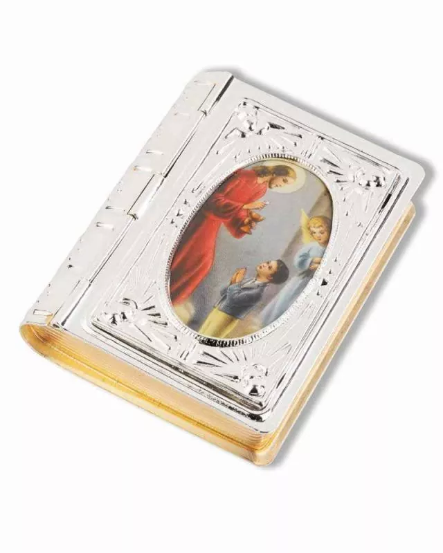 Buchdose für Rosenkranz Jesus mit Jungen 6x4,5cm