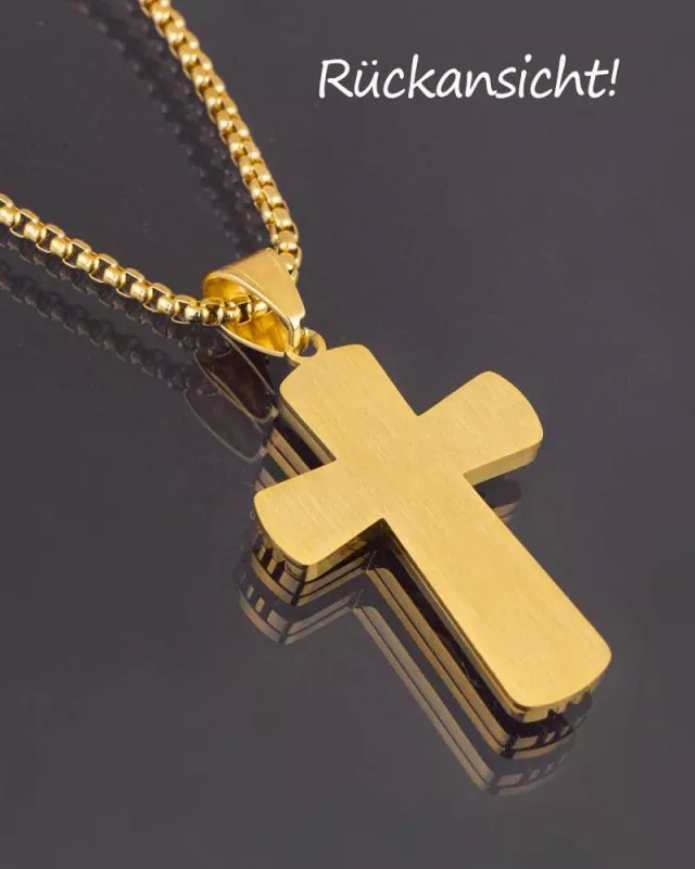 vergoldet Kreuzanhänger Edelstahl 55 mm x Kette mit - 30 Kirchenbedarf