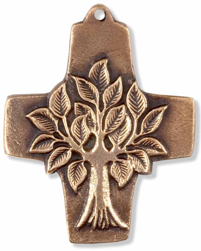 Kommunionkreuz Bronze 9,5 x 7,5 cm Lebensbaum