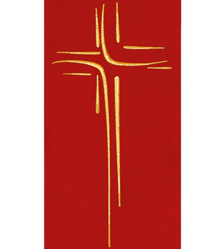 Priesterstola rot 135 cm mit gold gestickter Kreuzsymbolik