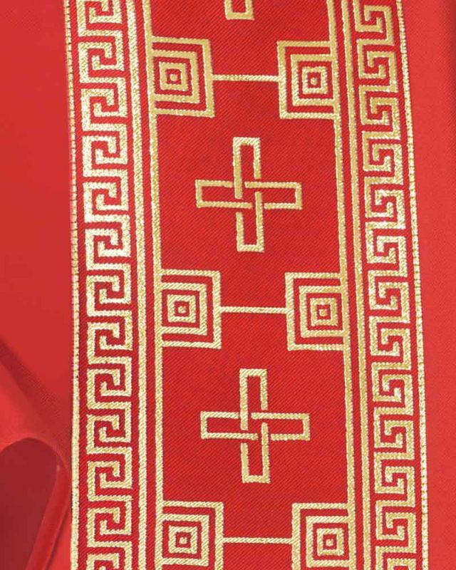 Dalmatik rot, Mittelstab mit gold eingewebten Kreuzen