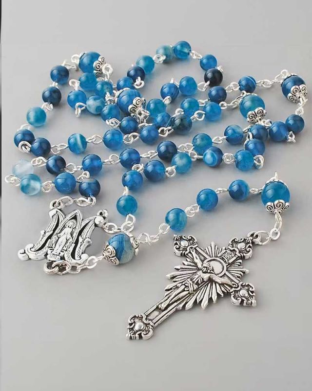 Rosenkranz Achat blau Marienrosenkranz