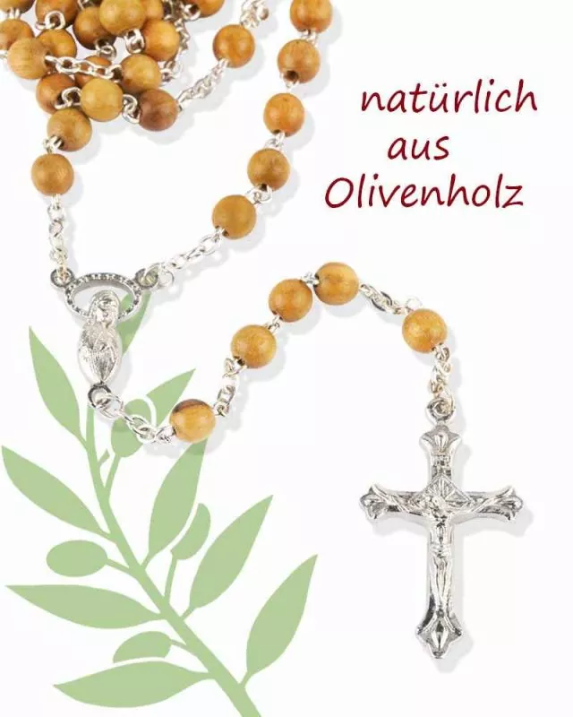 Rosenkranz-Kreuz aus Olivenholz - mit Ölfarben lasiert - DOLFILAND