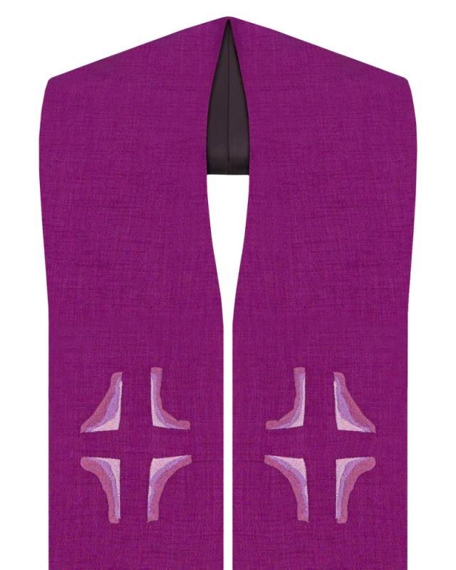 Priesterstola mit gesticktem Kreuz, violett 135 cm lang