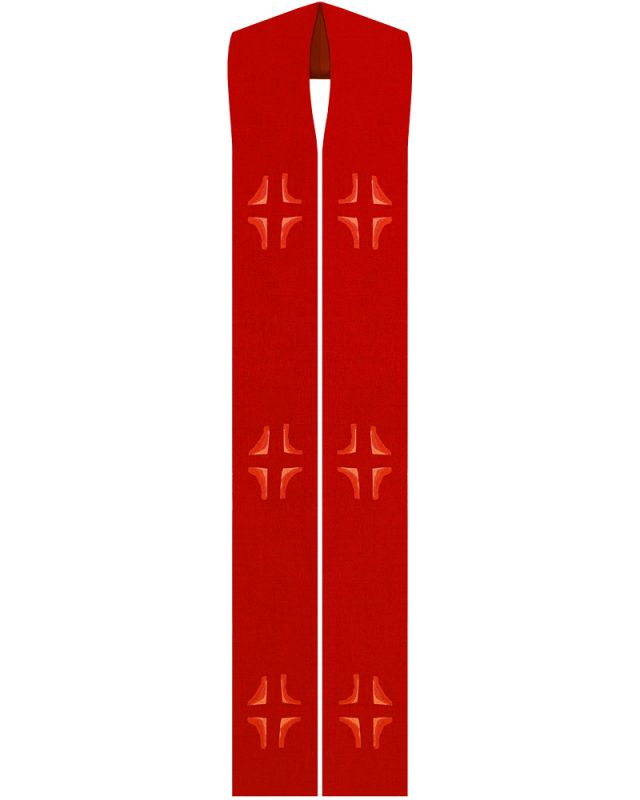 Priesterstola mit gesticktem Kreuz, rot 135 cm lang