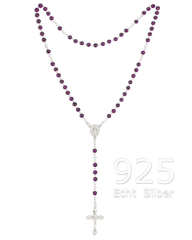 Rosenkranz Amethyst Sterling Silber 4 mm Ø